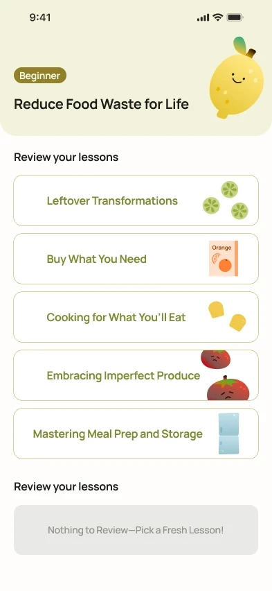 Before · Lesson list