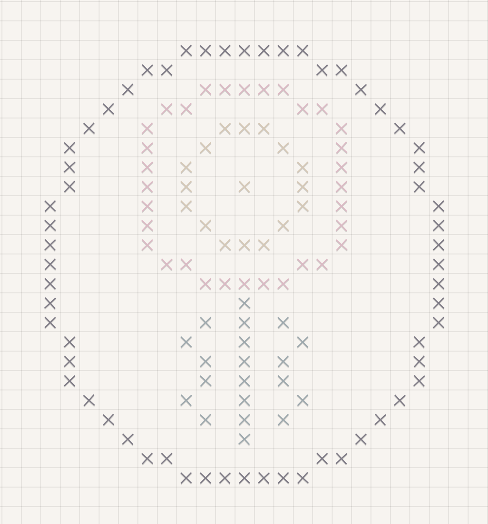 The flower preset, worked in thread